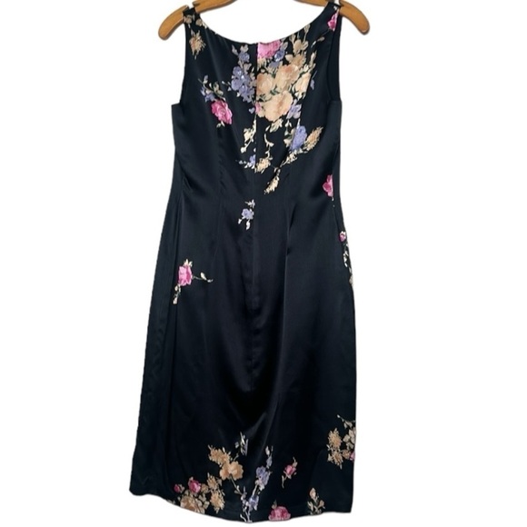 VTG 90s NKT Judy Lee 100% Silk Black Floral Dress Sz 4 Y2K Prom Cocktail Formal - Picture 2 of 13